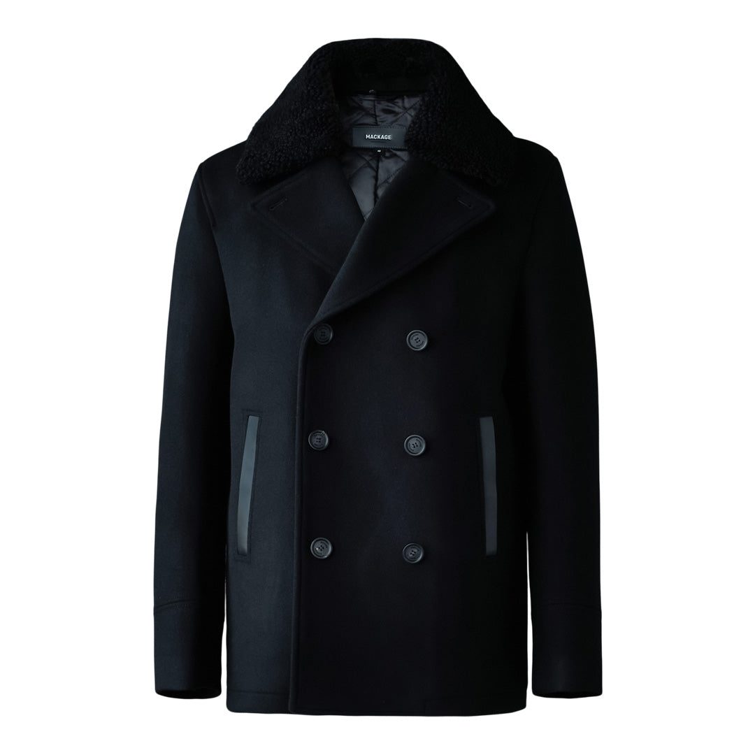 COLE wool double-breasted jacket with shearling collar | Mackage® UK
