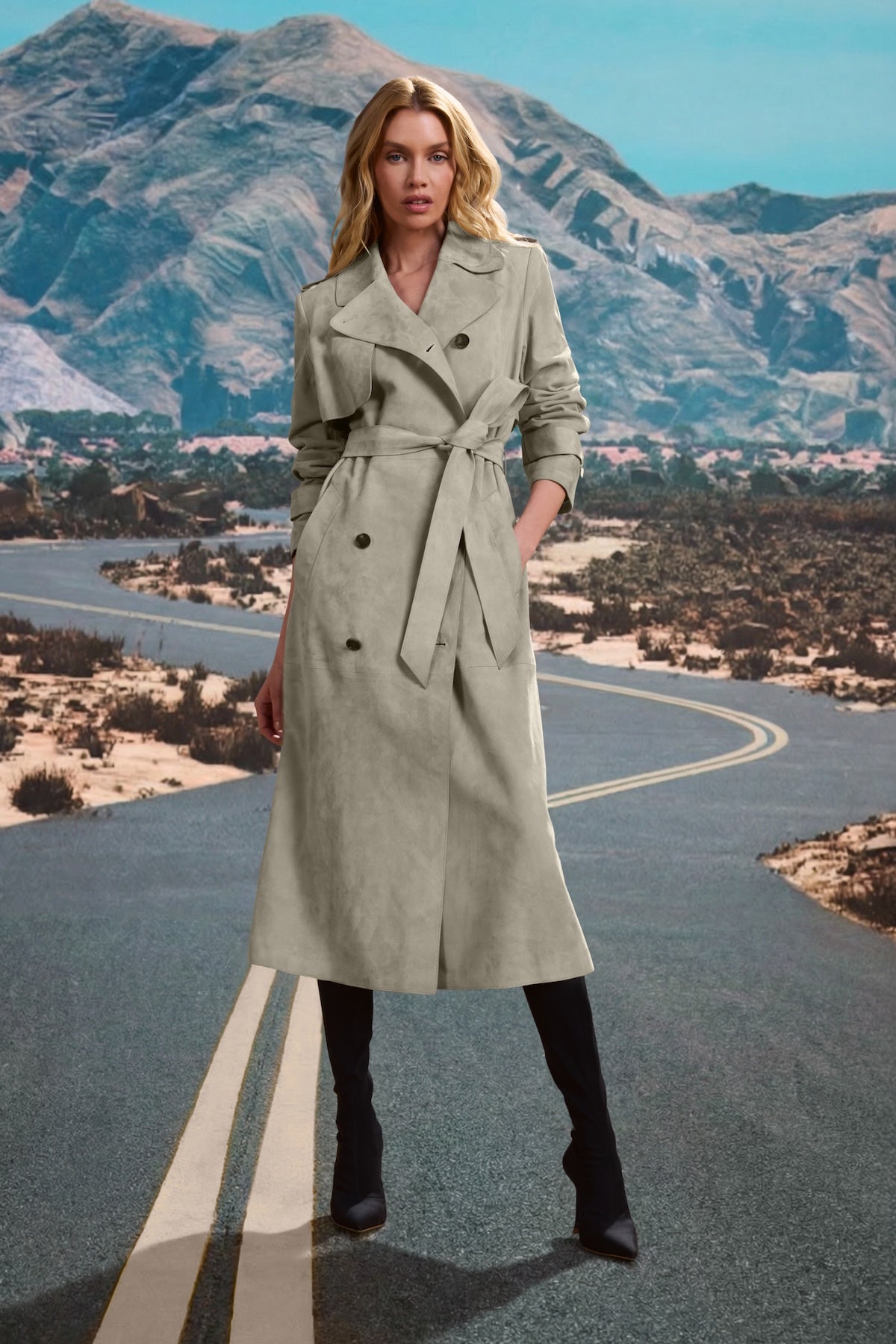 GAEL-SU Maxi Suede Trench Coat for Women | Mackage® UK