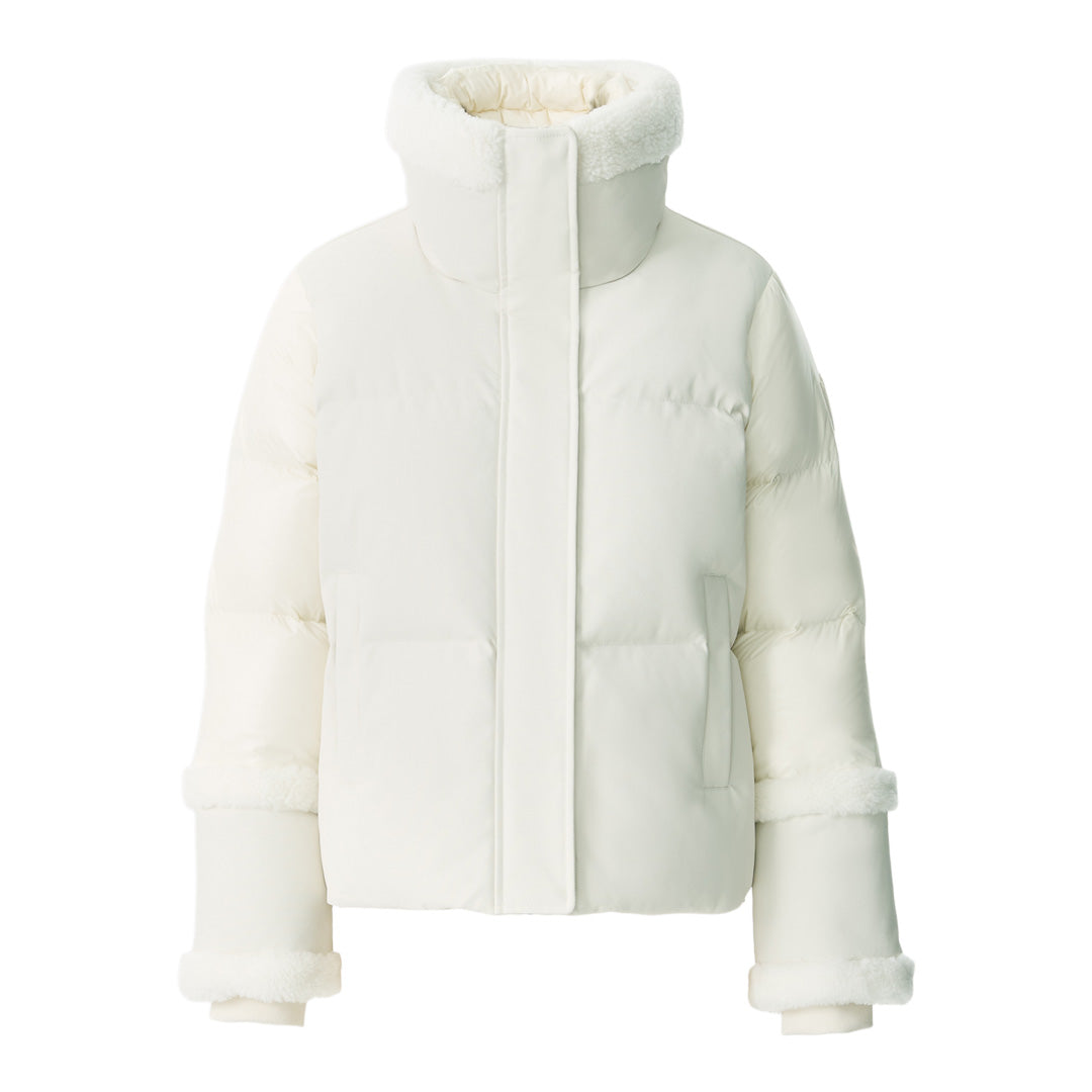 LYDANA Down Jacket With Shearling Trim & Removable Bib for Women
