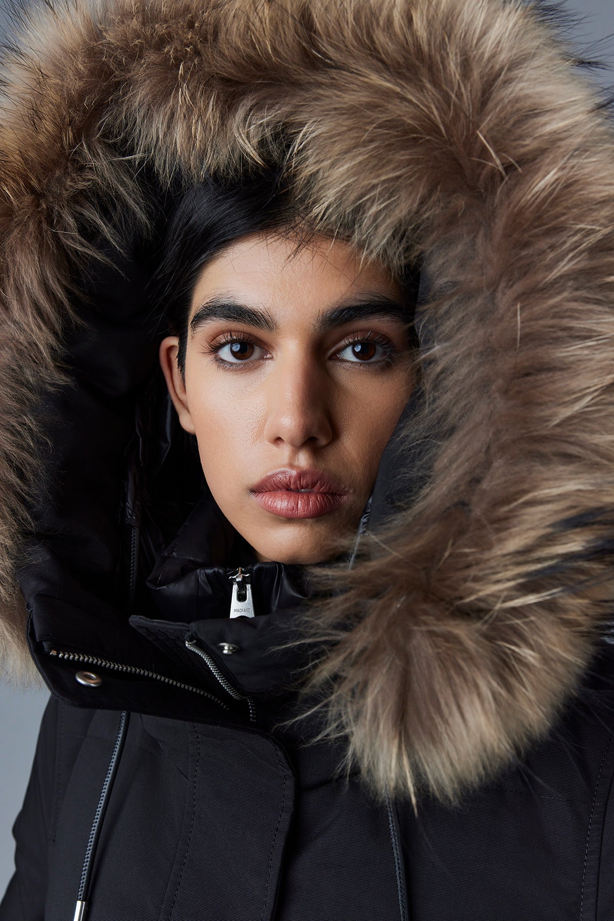 NEFI-F Down jacket - removable fur trimmed hood for Women
