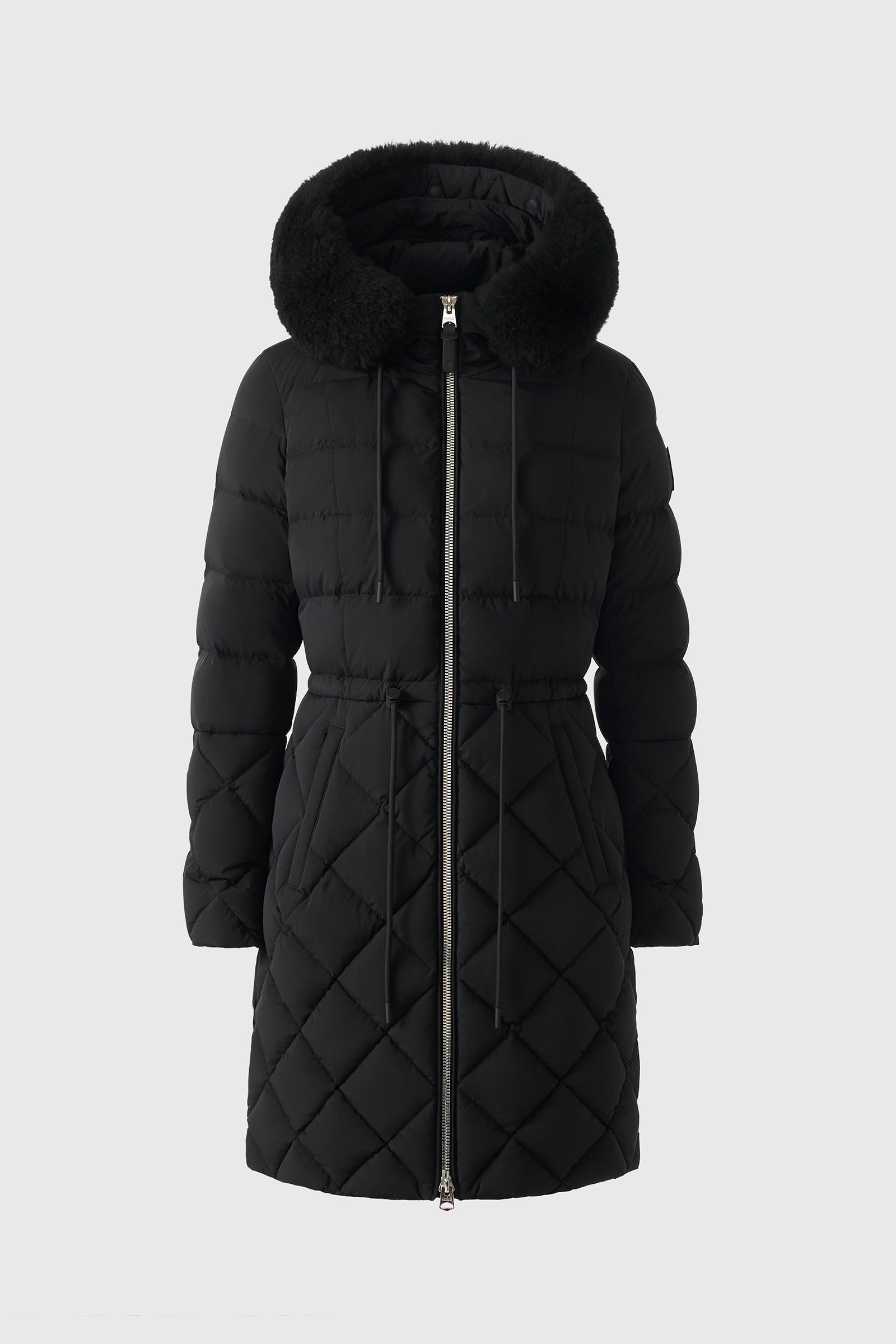XENA-SH Diamond Quilted Down Coat With Fur Hood for Women