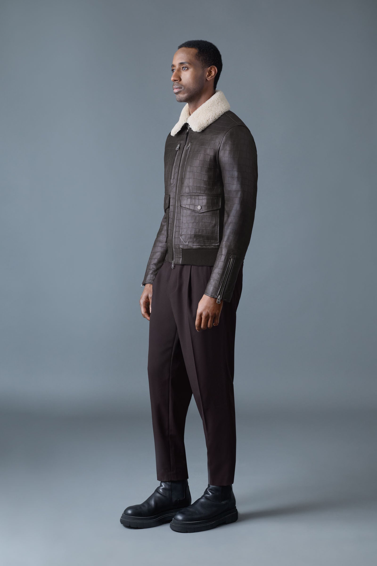 CHANCE-NV Croc-Embossed Leather Jacket for Men | Mackage® UK