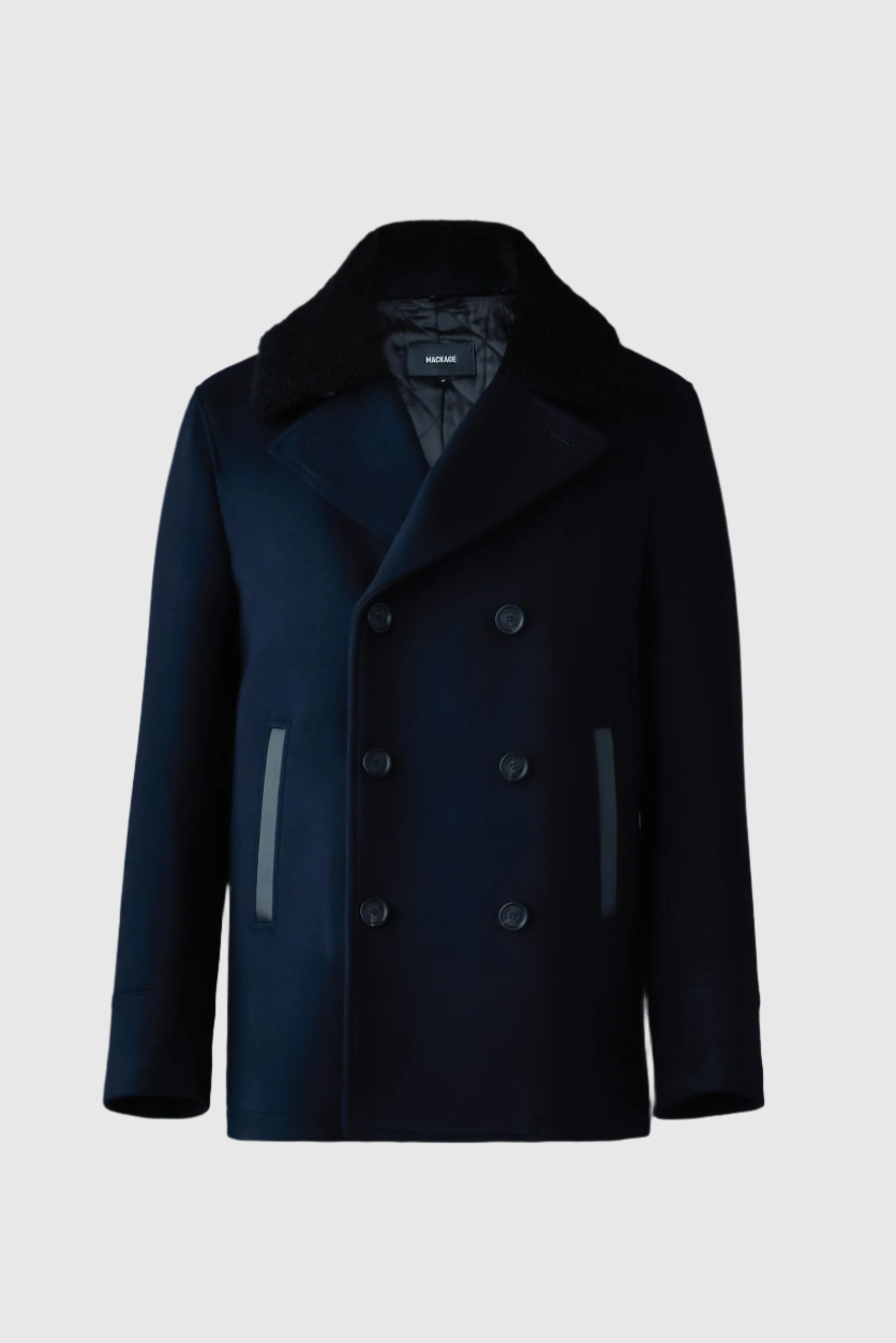 Cole, wool double-breasted jacket with shearling collar | Mackage® UK