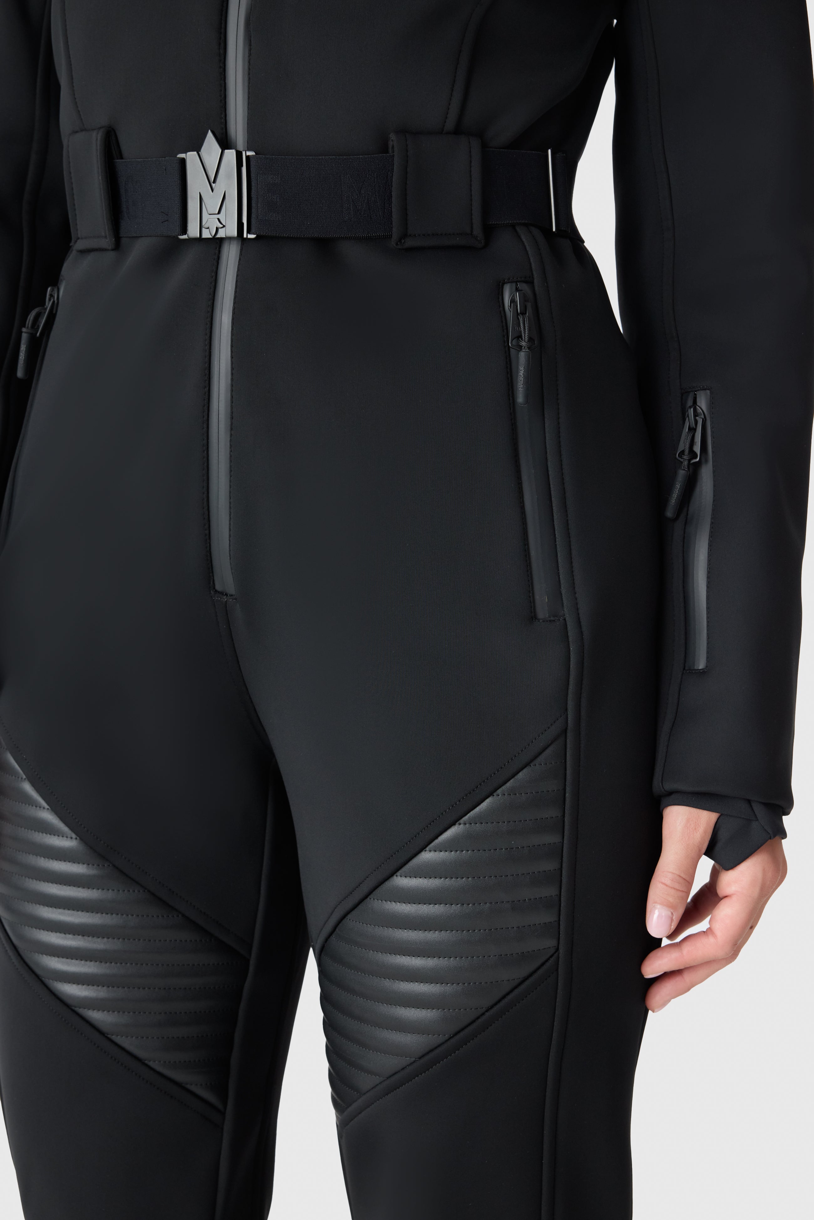 harlaut M ウェア ブラック　フリースキー ELLE-ZR Bonded Fleece Ski Suit - removable Fur Hood for Women