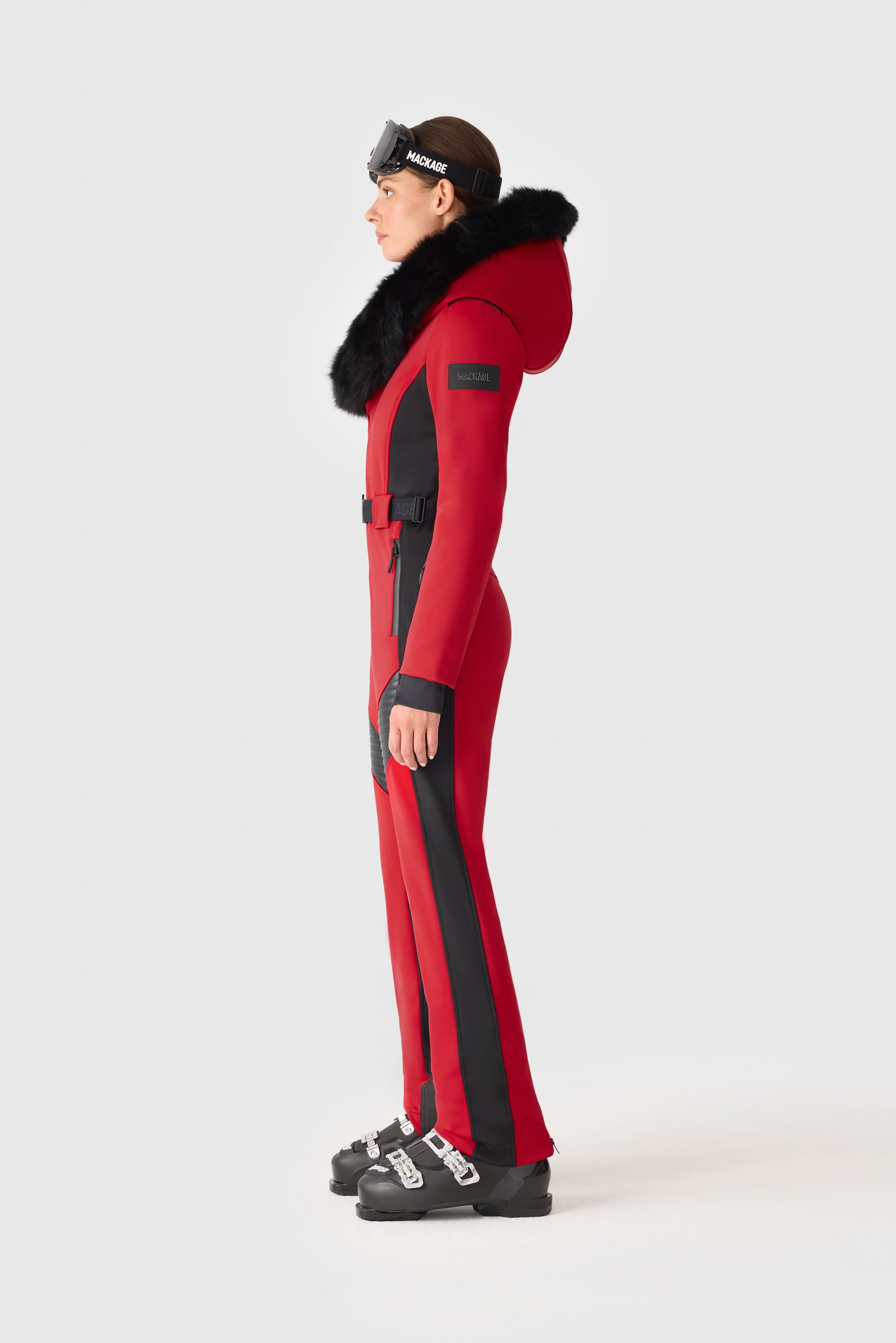 ELLE-ZR Bonded Fleece Ski Suit - removable Fur Hood for Women
