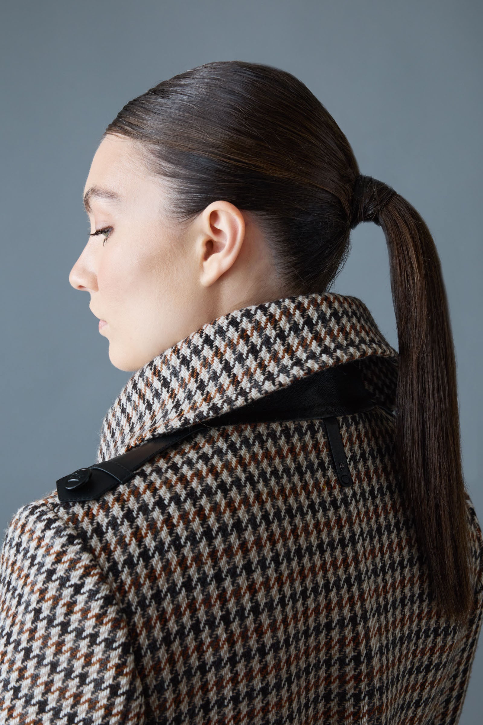 ELODIE-HT Houndstooth Wool Maxi Coat for Women | Mackage® UK