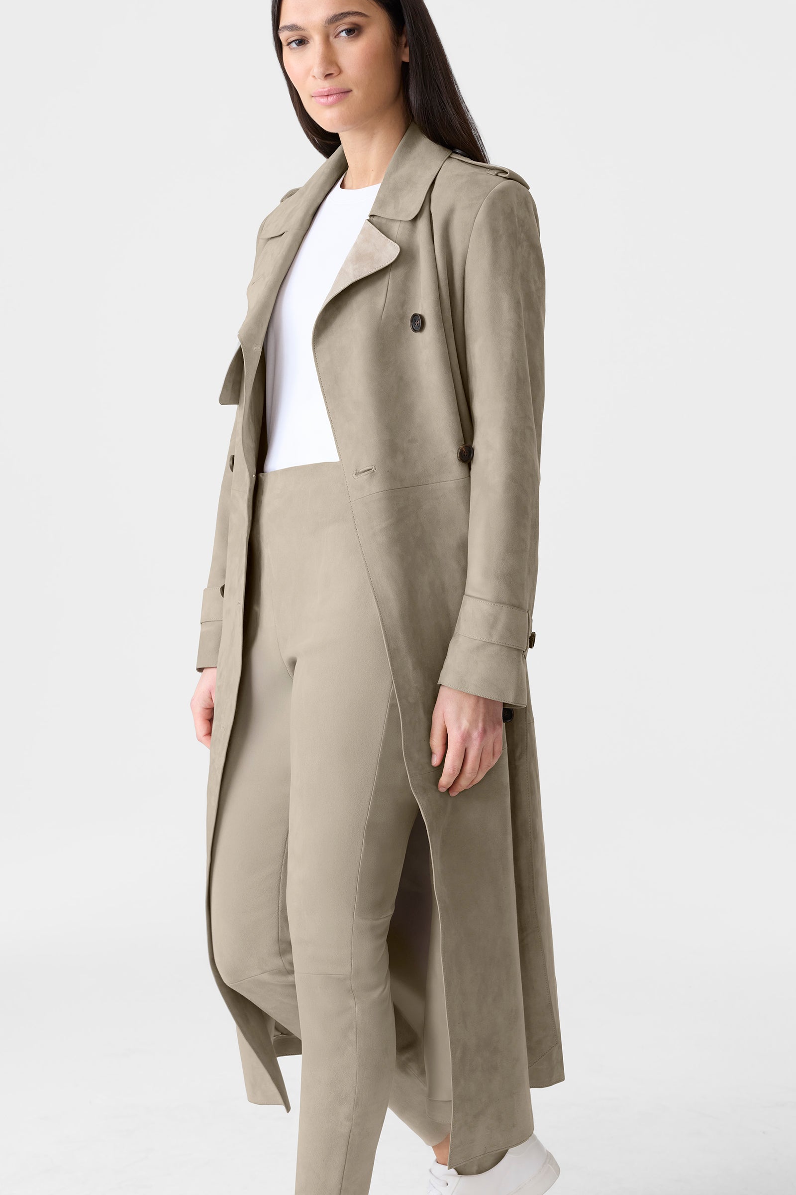 GAEL-SU Maxi Suede Trench Coat for Women | Mackage® UK