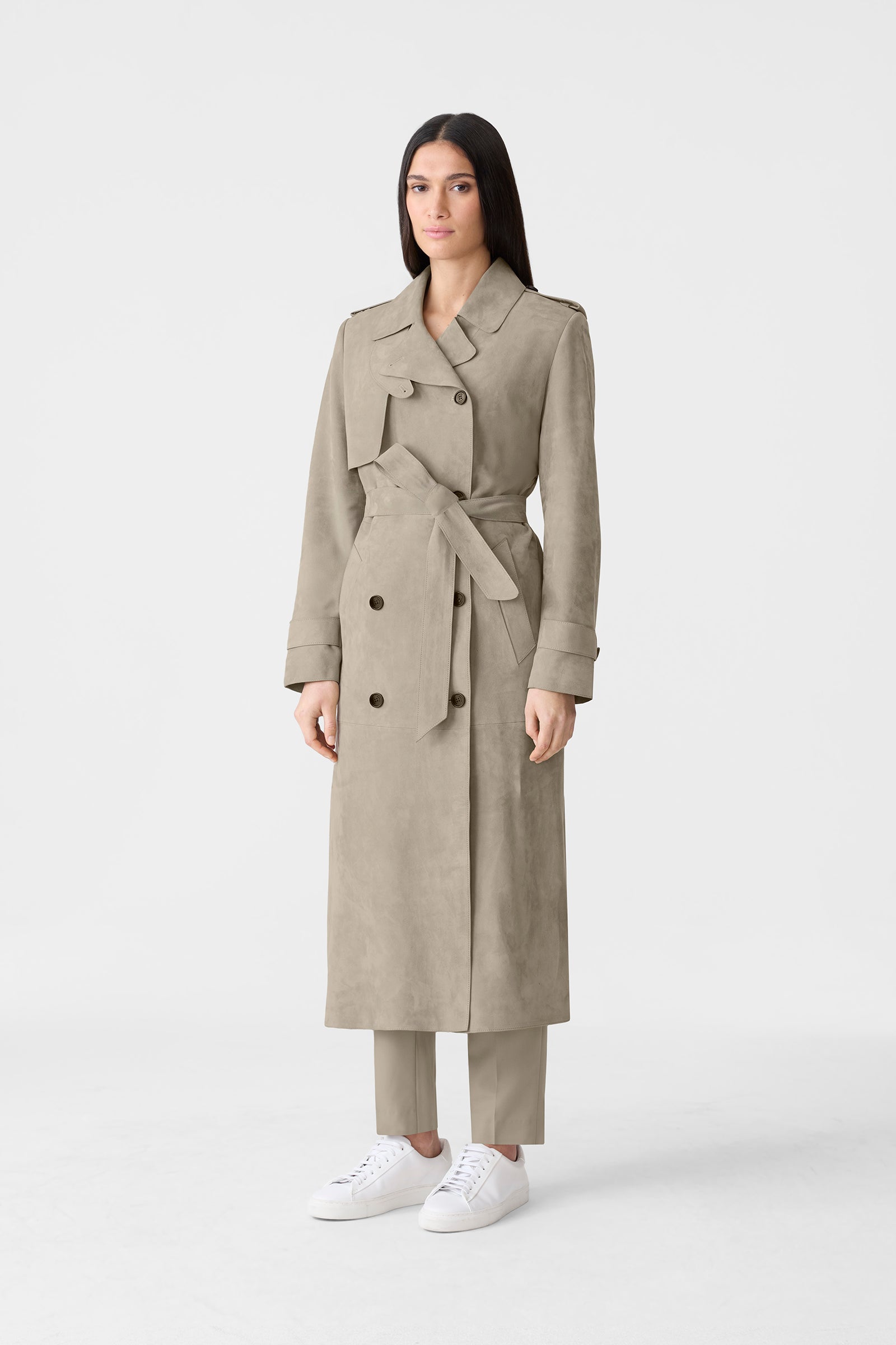 GAEL-SU Maxi Suede Trench Coat for Women | Mackage® UK