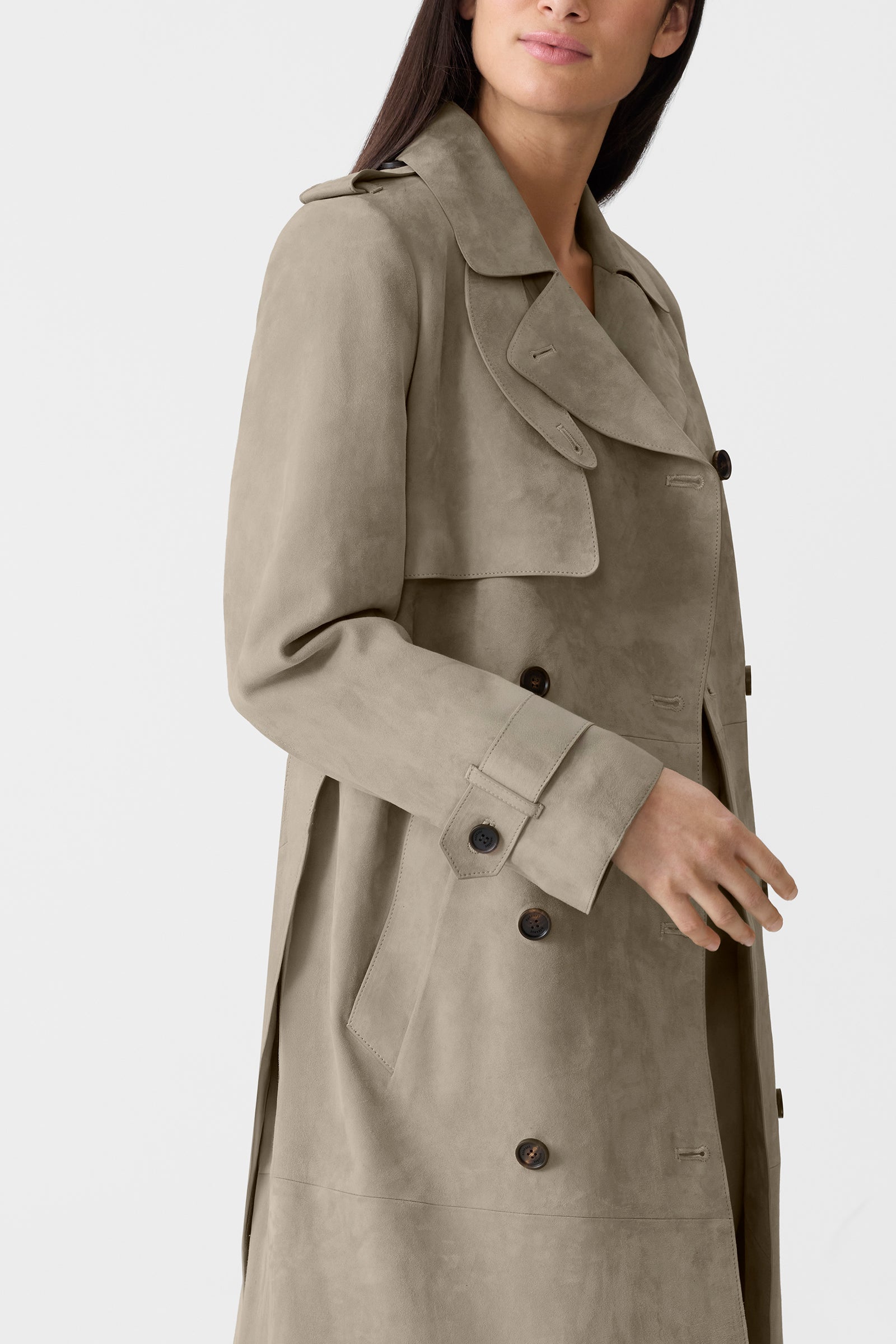 GAEL-SU Maxi Suede Trench Coat for Women | Mackage® UK