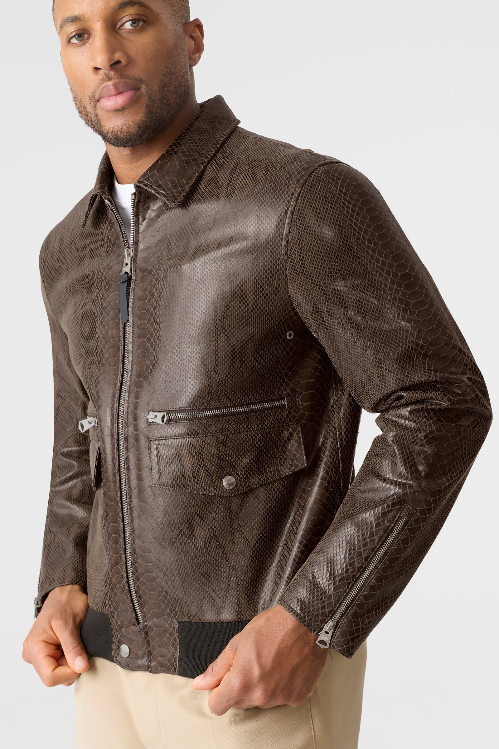 JAKARI-SNK Snake Pattern Leather Jacket for Men | Mackage® UK