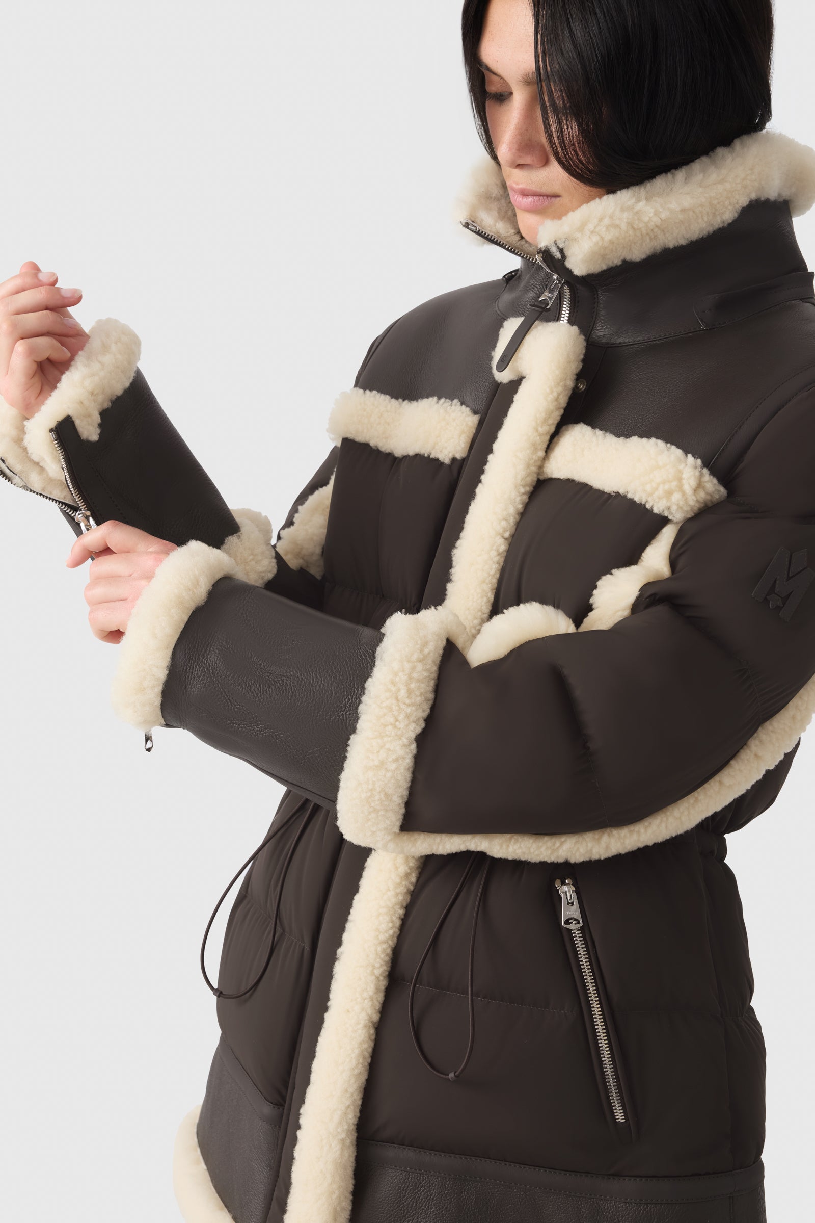 LILIBETH mixed-media shearling Down parka for Women | Mackage® UK