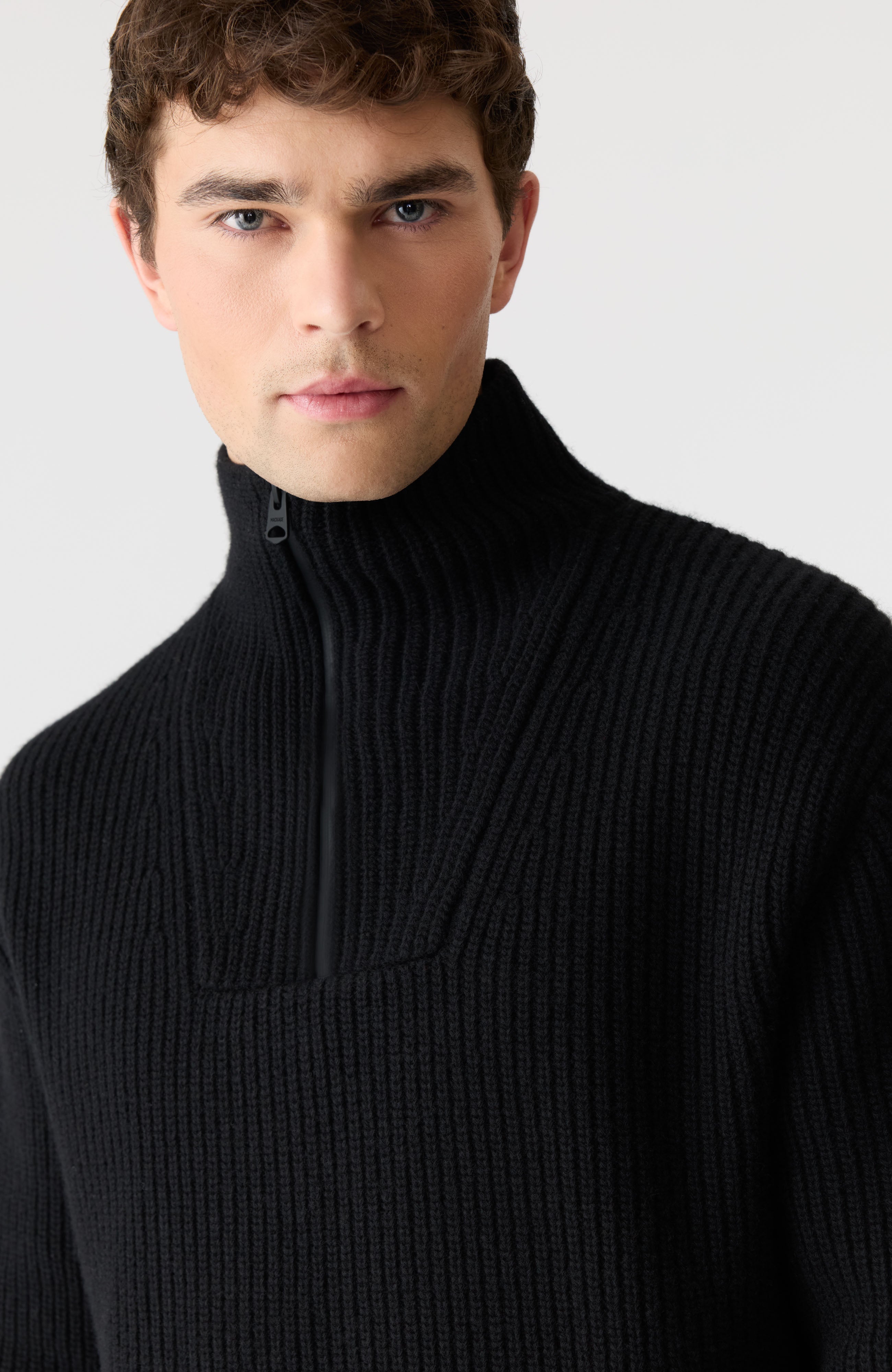 MARIO Fisherman Rib Quarter-Zip Pullover for Men | Mackage® UK