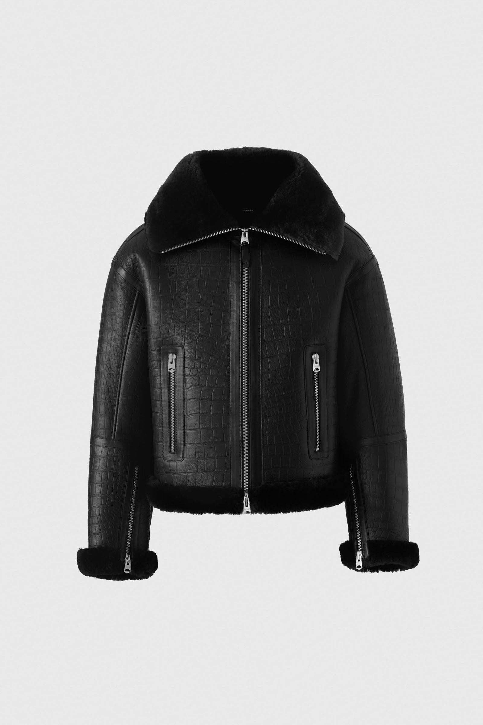 MEMPHIS Croc Embossed Oversized Shearling Jacket for Men | Mackage® UK