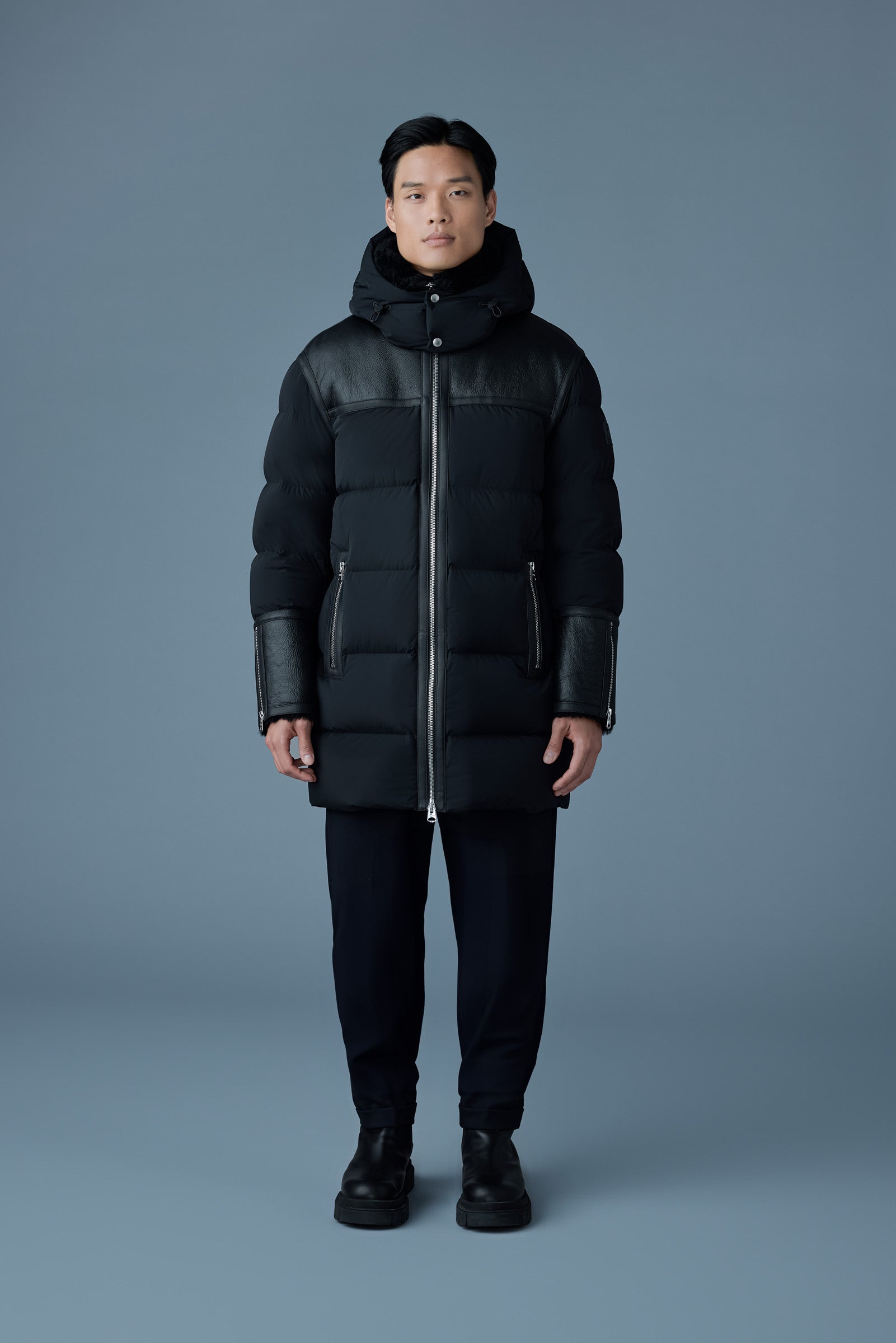 【未使用】「BLACK RUDE NIGHT」 MODS COAT NICHOLAS Down Mixed-Media Parka with Shearling Collar for Men