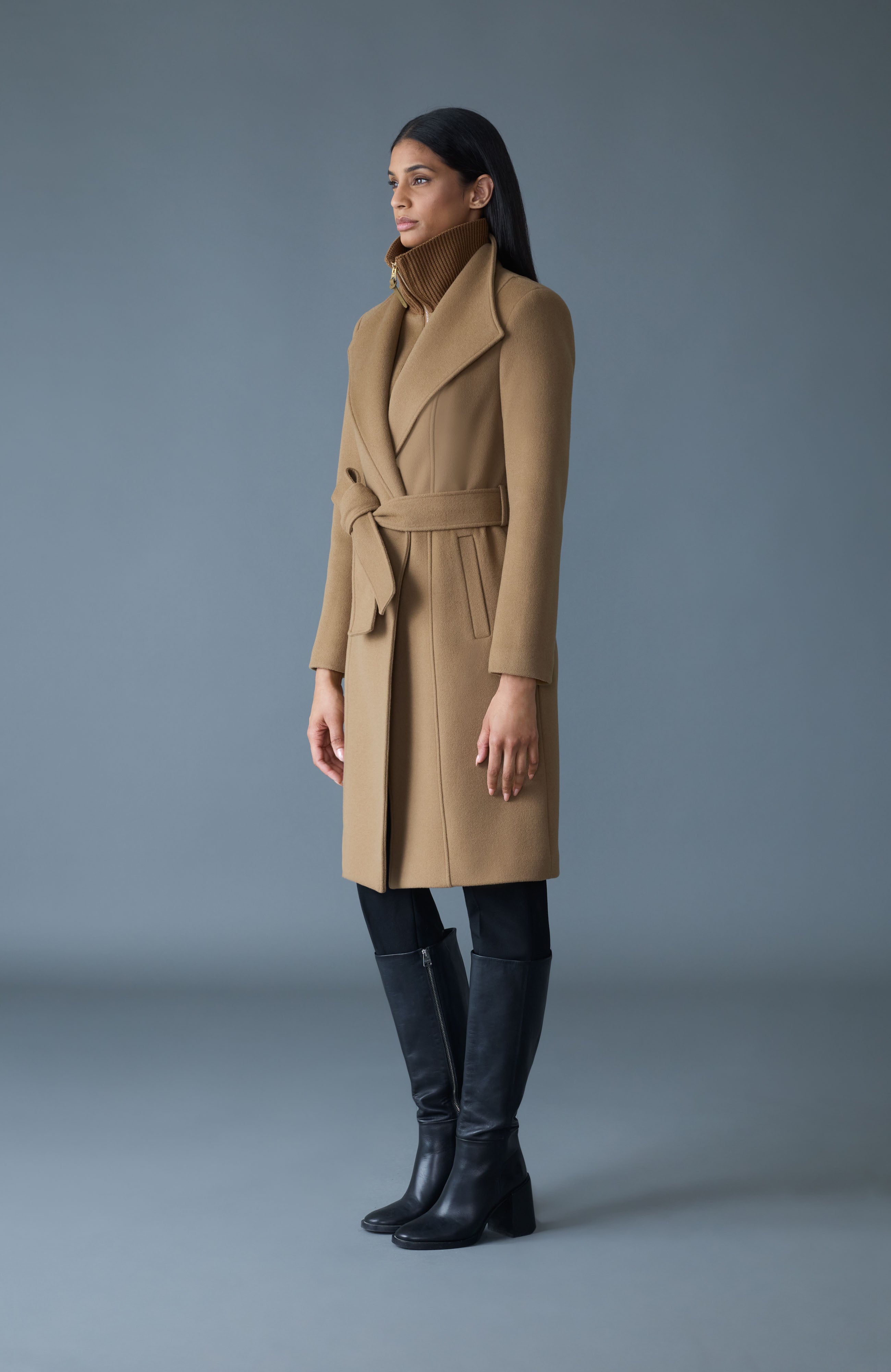 NORITA 2-in-1 double face wool coat with sash for Women | Mackage® UK