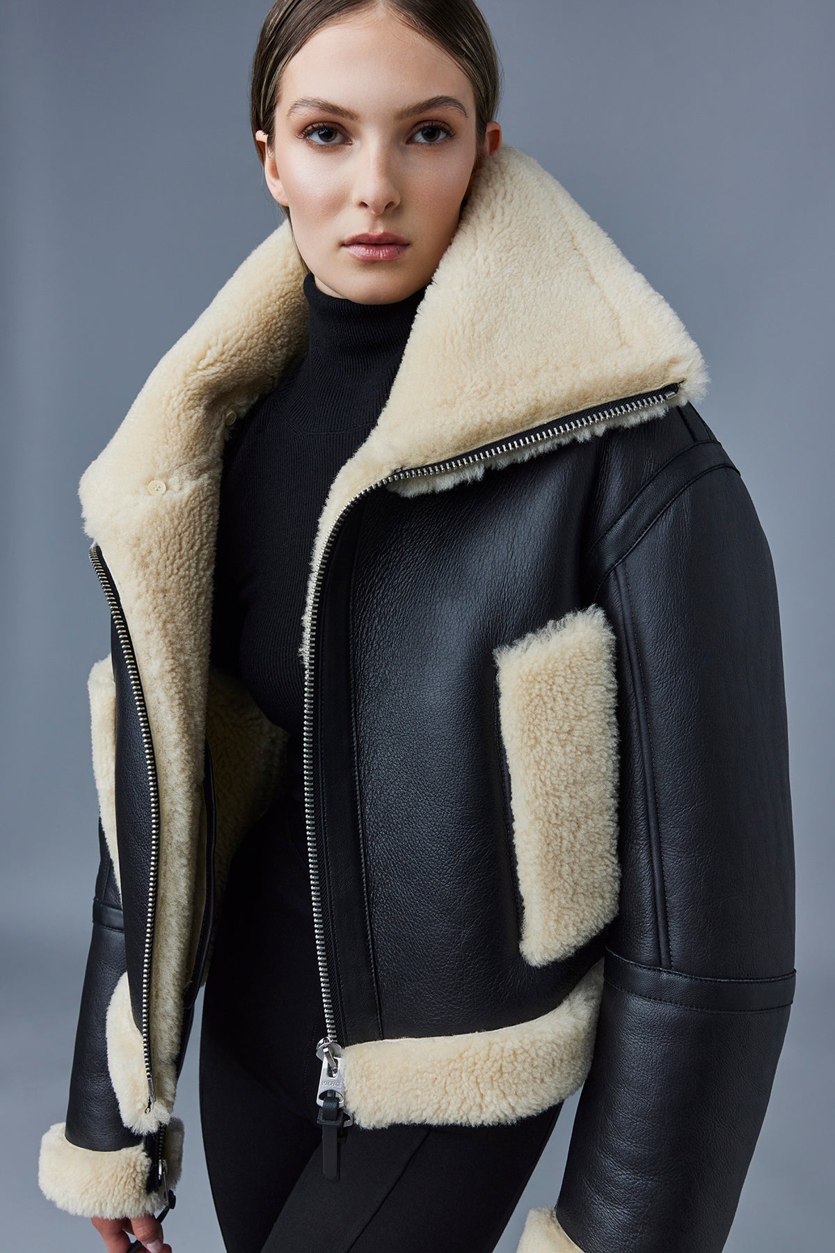 Penelopa, Sheepskin jacket with double collar for ladies | Mackage® UK