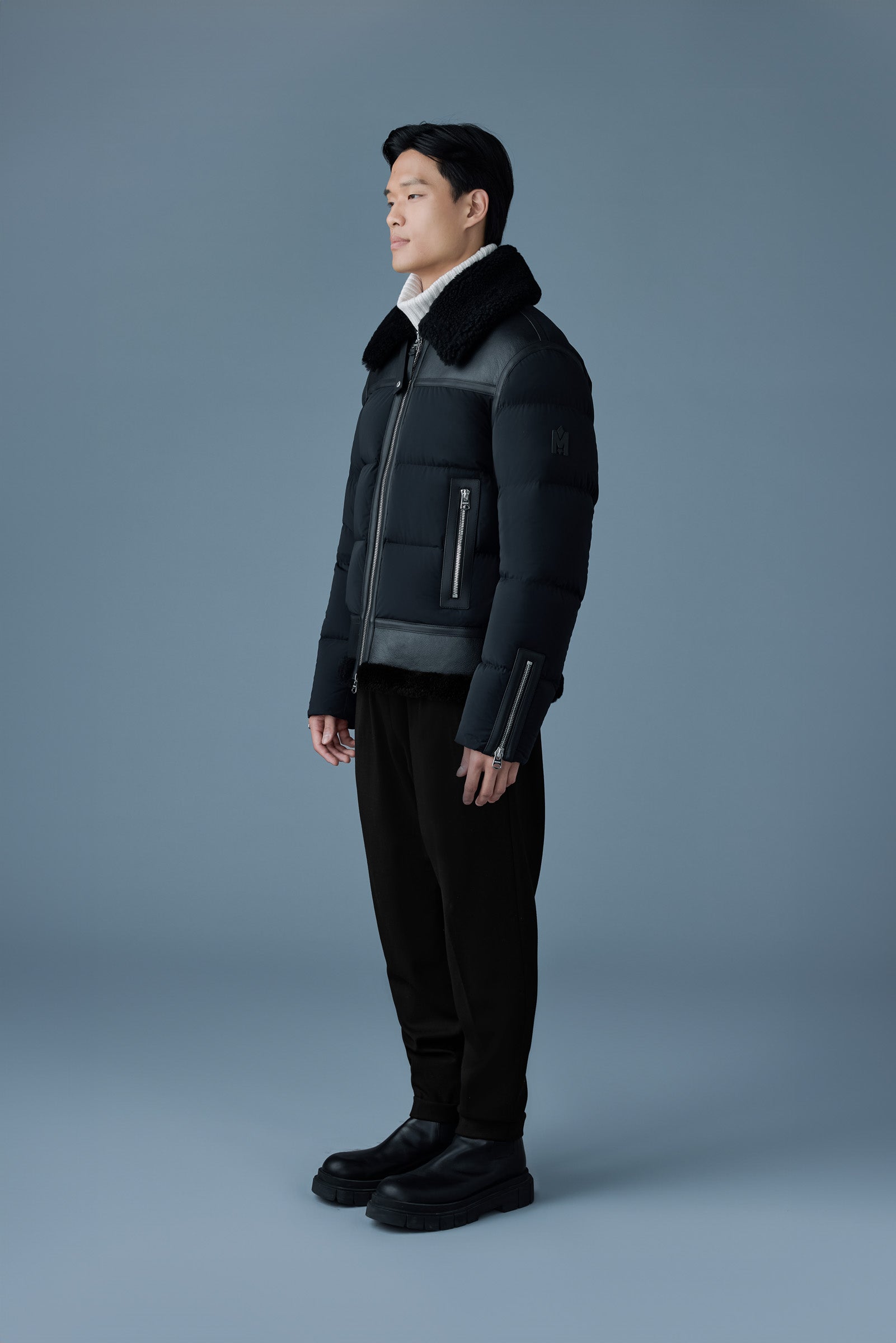 ROBERT mixed-media shearling Down jacket for Men | Mackage® UK