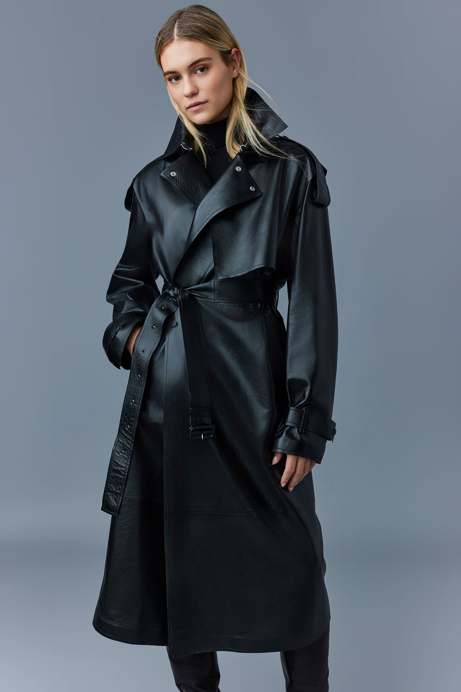ADRIANA Leather trench coat with belt for Women | Mackage® UK