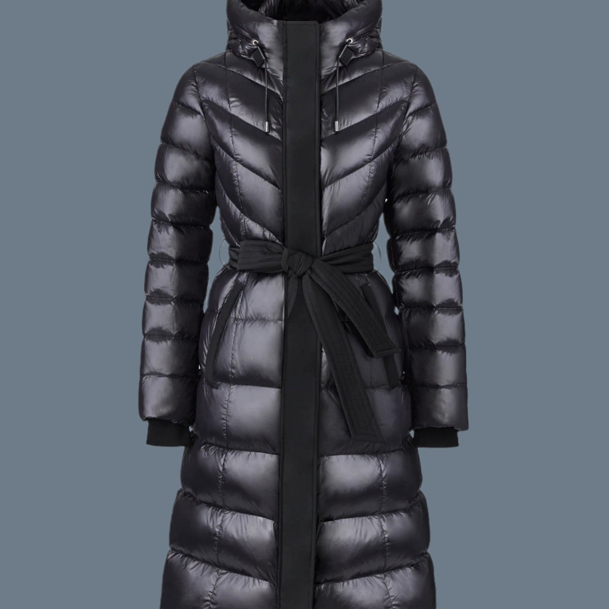 Coralia Down coat with hood and sash belt for ladies Mackage UK