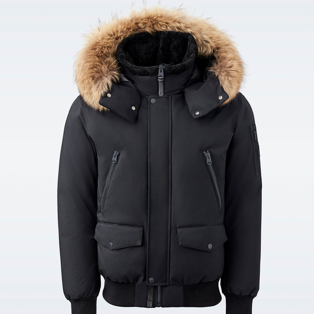 Mens bomber coat with fur hood top
