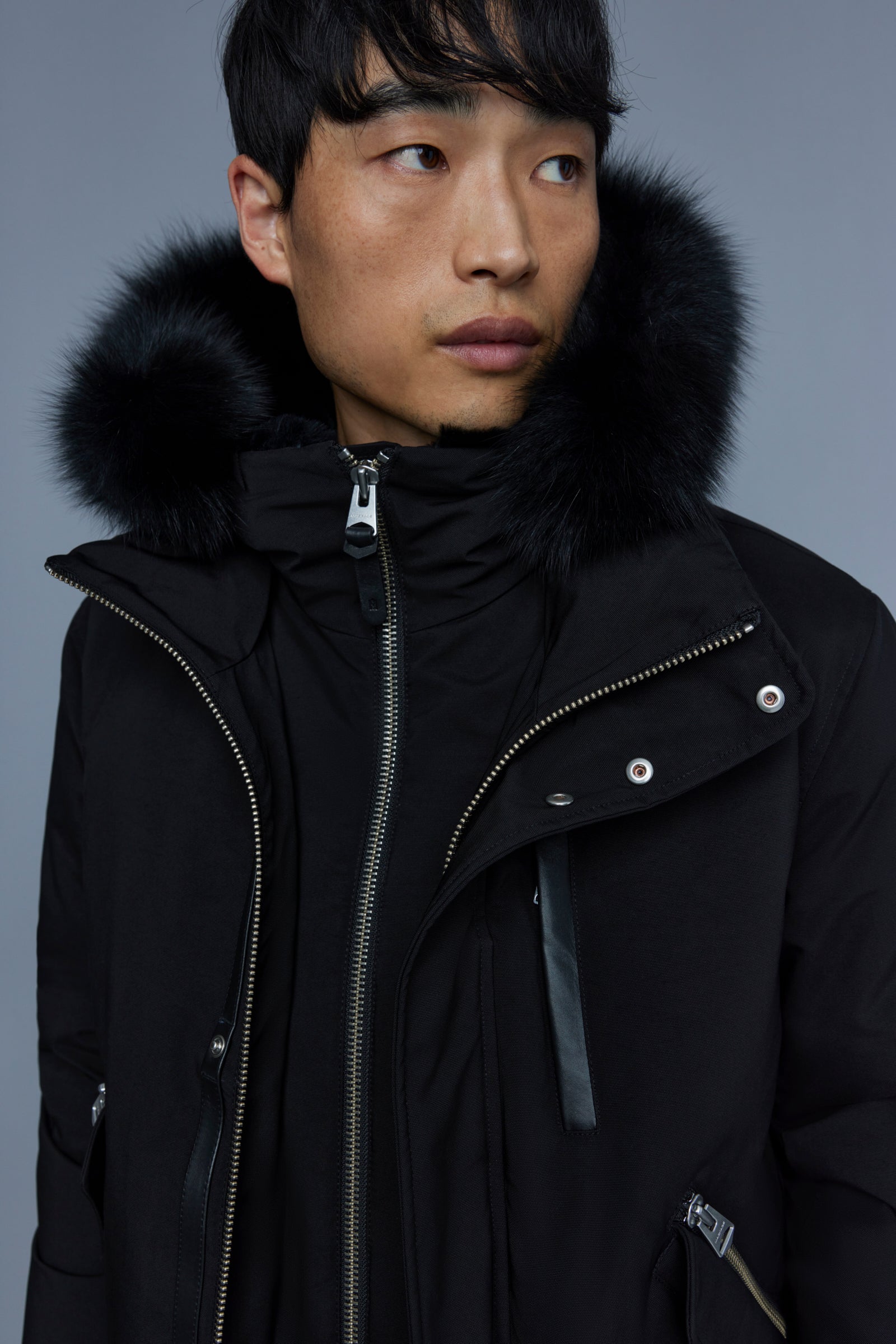 DIXON-BX 2-in-1 Down bomber with blue fur for Men | Mackage® UK