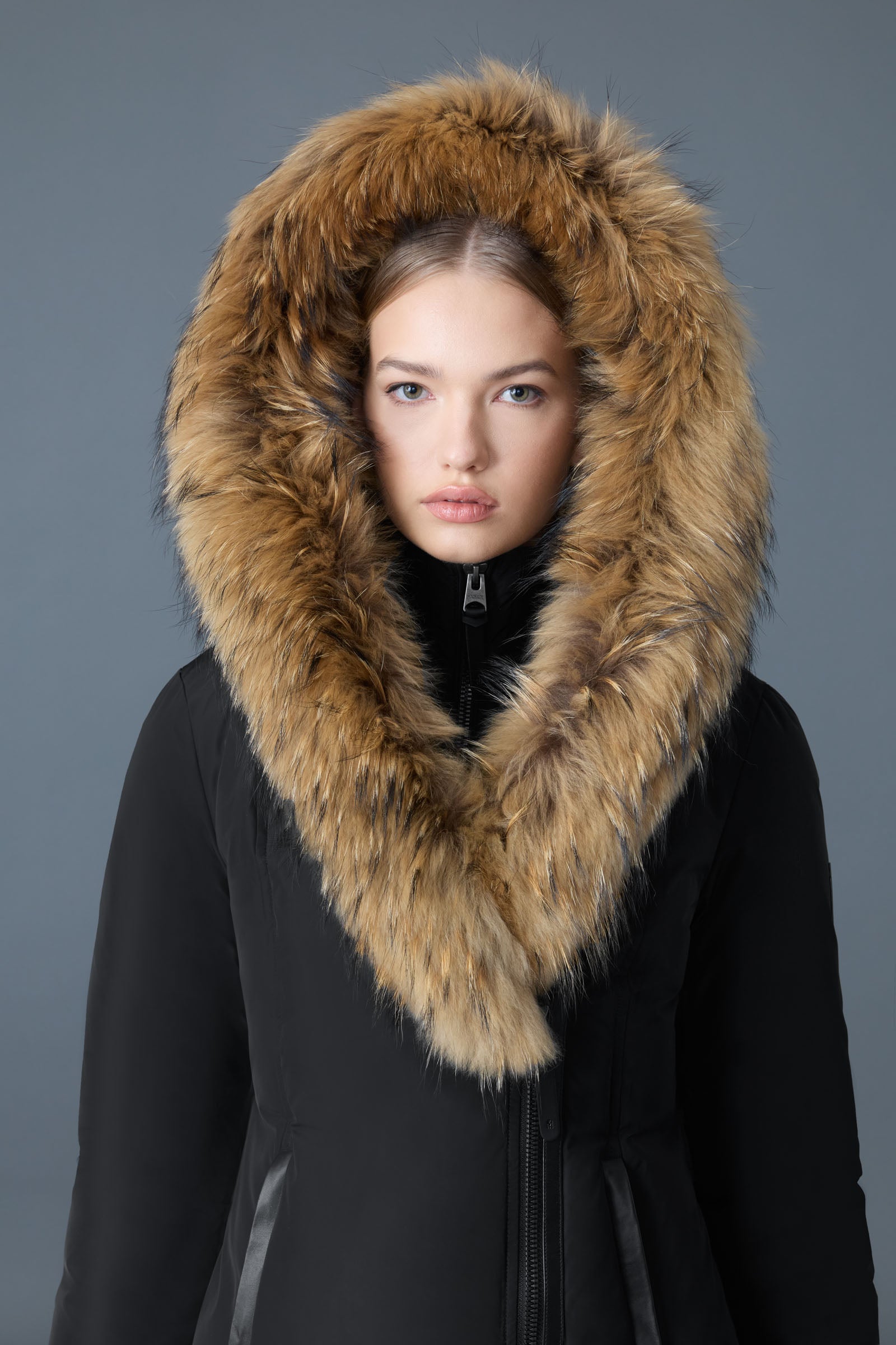 Kay-F, Down coat with natural fur Signature Mackage Collar for