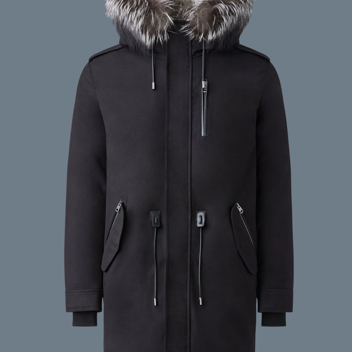 Bridle path down parka with genuine fox fur trim store